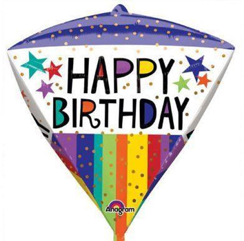 17” Anagram UltraShape Diamondz - Happy Birthday Foil Balloon